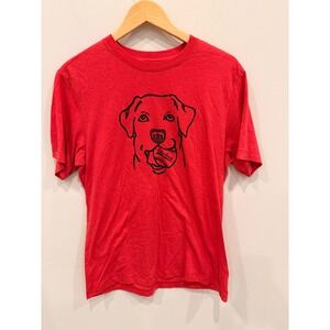 Life Is Good Cool Tee‎ Dog Graphic Red Men's Medium T-Shirt NWOT Made in Peru